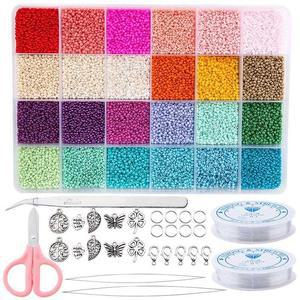 수예패키지 주얼리 제작 키트 비즈 세트 유리 팔찌 목걸이 반지 만들기 DIY 아트 공예용 2mm 20000