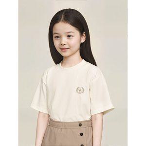 [BEANPOLE KIDS] 자수 포인트 베이직 반팔 티셔츠  베이지 (BI5342U03A)