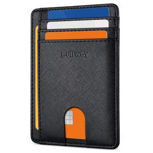 Buffway 슬림 미니멀리스트 전면 포켓 RFID 차단 가죽 지갑 남성 여성용, 크로스 블랙., small 11st_amz 10
