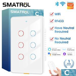 스마트스위치 전등스위치 전기 무선 자동 IOT Tuya 스마트 스위치 중립선 없음 무선 WiFi RF433 미국 터치