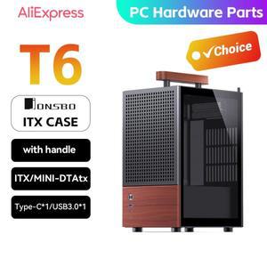 도어 핸들이있는 Jonsbo T6 ITX 케이스 3mm ADluminum 합금 쉘 지원 전원 공급 장치 AMD CPU 용 미니 컴퓨