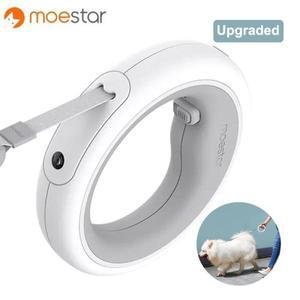 2022 오리지널 MOESTAR UFO 개폐식 애완 동물 가죽 끈 2 플러스 개 견인 로프 유연한 링 모양 3.0m 충전식