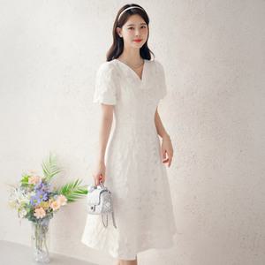 [시크라인] (~XXL까지) 레비에 하트넥 퍼프소매 플레어 자수 원피스 여름 리조트룩 휴양지 세레머니 데이트 빅사이즈