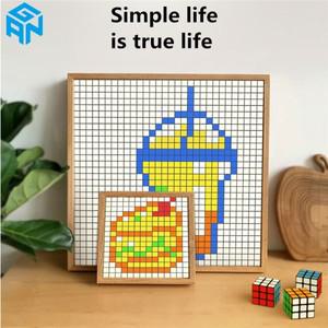 [Picube] Gan 모자이크 큐브 6x6 DIY 퍼즐 매직 마그네틱 10x10 크리 에이 장식 그림 14세 이상를위한 장난