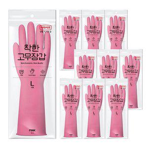 [롯데이라이프]롯데 e-life 고무장갑 핑크 (대) 10입