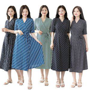 [이브바바]3521 여성 여름 아이스 까실이 쿨 스판 5부소매 롱 랩원피스