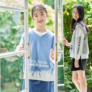 주니어 V넥 크롭 면조끼