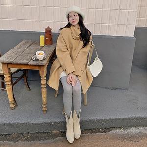 핫핑 브론스 부클 하이넥 비죠 더블 하프코트