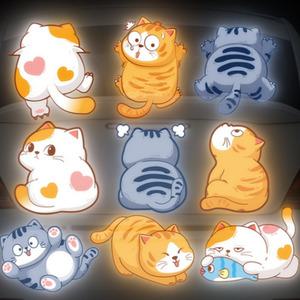귀여운 고양이 고휘도 빛반사 야광 형광 반사 스티커 자동차 차량 데칼 시트지 스쿠터 헬멧 자전거 장식