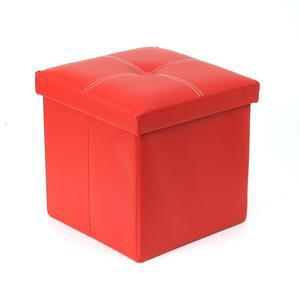 레드 인조 유니스툴스 수납 의자 가죽 스티치 30cm
