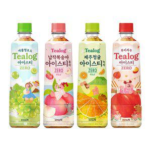 티로그 아이스티 제로 (납작복숭아, 애플청포도, 제주청귤, 루비자두) 500ml 각 6입 총 24입