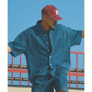 SPAO 데님 오버핏 반팔 셔츠 SPYJF24C01