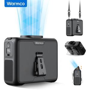 Warmco 20000mAh 휴대용 목 허리 팬 72H 배터리 4 속도 15000RPM 클립 온 웨어러블 벨트 냉각 LED 손전등