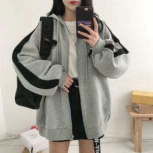 하루주쿠st 레터링 자수 루즈핏 후드집업 봄 가을 얇은 점퍼 대학생룩 면 후드점퍼