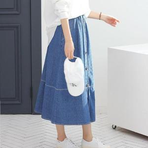 여자 월남치마 a라인 허리밴딩 데님 롱스커트