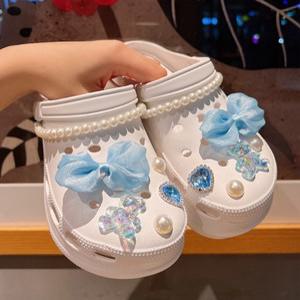 Mswh 오로라 리본 진주체인 보석 파츠 세트 크록스파츠 세트 [12pcs] 4color
