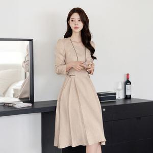 [시크라인] (~XXL까지) 크롭 자켓 레이어드 트위드 원피스 봄,가을 하객룩 오피스룩 모임룩 격식룩 데이트룩