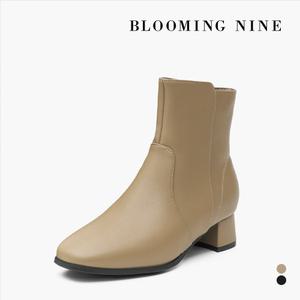 블루밍나인 깔끔 베이직 소가죽 앵클부츠_4cm