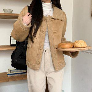 [신세계라이브쇼핑][옷자락] 여자 겨울 아우터 빅카라 양털 카라넥 무스탕 자켓