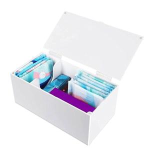 이베니 아크릴 생리대 보관 용기, 생리대 홀더, 생리대 홀더, 여성 욕실용 패드 홀더, 욕실용 패드 및 탐폰 홀더, 생리대 디스펜서, 화이트