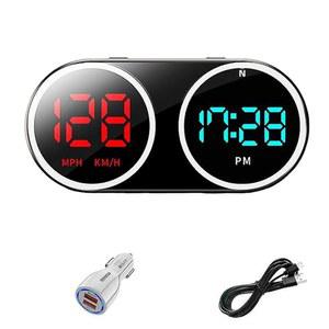 GPS 속도계 HUD MPH 모든 앤 KM /H&TIME 자동차 업그레이드된 컴퍼스 충전기 디지털 디스플레이 플러그 방향으로 - 어댑터로 차량 자전거 케이블 오토바이 플레이 USB 및 HD 헤드업
