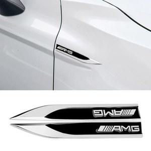 벤츠 엠블럼 W203 W204 W205 W212 W213 X253 용 3D 금속 로고 AMG 자동차 펜더 배지 데칼 스티커 액세서리 2개