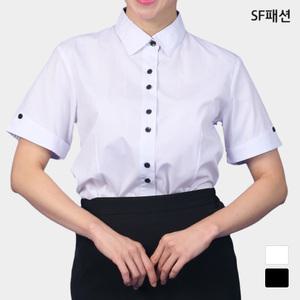 여성 단추 포인트 기본 반팔 셔츠 공장 유니폼 급식소 식품 공장 와이셔츠