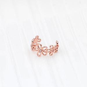 [미니아트]14KGP 플라워라인 귀찌 로즈골드 데일리 큐빅 플라워 링 이어커프