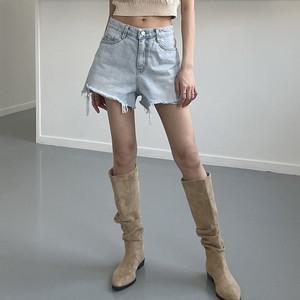 여자 핏이 예쁜 여름 구제 데미지 청 반바지 다리가 길어보이는 3부 데님 핫팬츠 숏팬츠 연청