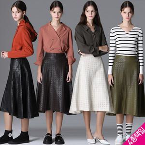 [홈쇼핑방송/르오트(LeOT)] FAUX Leather 스웨이드 본딩 스커트-사이즈 55∼88까지