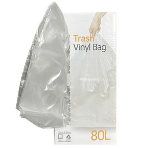 흰색 투명 비닐 봉지 80L 50매 대형 봉투 분리수거 재활용 포장 손잡이없는