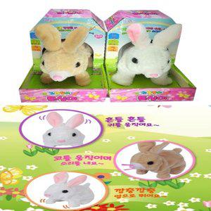[기타]유아 작동완구 움직이는 귀염둥이 토끼인형 색상랜덤 인지발달 피