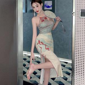 슬립 원피스 치파오 슬림 차이나 롱 드레스 파티 홀복