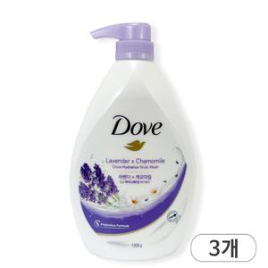도브 라벤더 하이드레이션 바디워시 대용량 1000ml x 3개 라벤더향 저자극