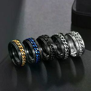 멋진 스테인레스 스틸 회전식 남자 반지 파티 선물을위한 고품질 회 전자 체인 펑크 여성 쥬얼리