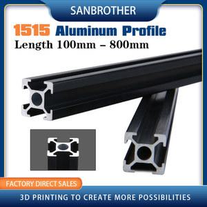 1515 알루미늄 프로파일 압출 선형 레일 CNC 조각기 3D 프린터 카메라 슬라이더용 블랙 100 800MM 길이