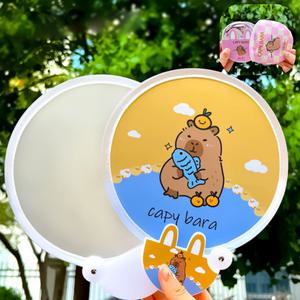 아이데이 여름 휴대용 접이식 원터치 원형 폴딩 손 부채 미니 반사판 귀여운 캐릭터 부채 집  / 7컬러