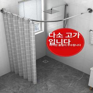 무타공 샤워커튼봉 ㄱ자 곡선봉 욕실 모서리 스테인리스