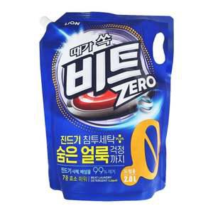 비트 제로 세탁세제 액체 드럼 2L 리필 때가쏙 약알카리성 찌든때