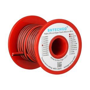 BNTECGO 20 게이지 플렉서블 2 도체 병렬 실리콘 와이어 스풀 레드 블랙 고저항 200 C 600V 단색 LED 스트립 연장 케이블 코드, 모델, 25피트 좌초 주석 구리