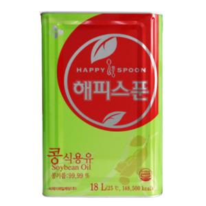 해피스푼 콩 식용유 업소용 대용량 18L x 1개