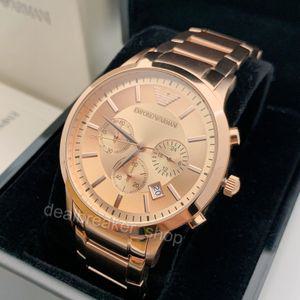 Emporio Armani 엠포리오 아르마니 2452 크로노그래프 올로즈 골드톤 43mm 남자 손목시계 271561