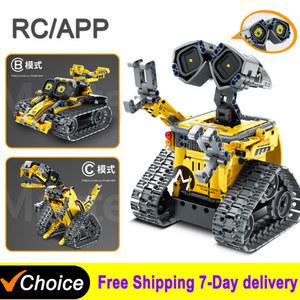 LED 로봇 월 e 하이테크 앱 Rc 기능 DIY 교육용 빌딩 블록 모델 선물 3in