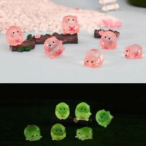 창의적인 만화 미니 발광 작은 돼지 장식품, 풍경 장식 미니어처 피규어, DIY 홈 선물, 1PC