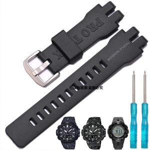 남성용 송진 시계 밴드, 교체용 블랙 팔찌, 고무 손목 스트랩, Casio PROTREK PRG 300 PRW 6100Y 에 적합
