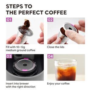 ICafilas 재사용 가능 K 컵 커피 포드 범용 스테인레스 스틸 컵 Keurig 20 및 10 메이커 기계 브루어