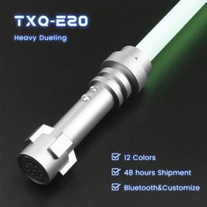 TXQSABER-미니 벽돌 헤비 듀얼링 네오 픽셀 광선검, RGB 부드러운 스펜더 메탈 칼자루, 라이트 세이버, Led
