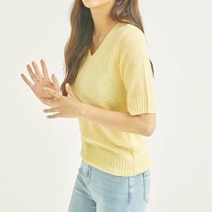 로엠 브이넥 기본 반팔 스웨터 RMKAB25R12-T 514144