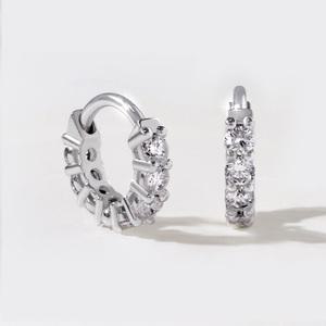 [골드팡] 14k 루비에 랩다이아몬드 테니스 링귀걸이 (3mm)