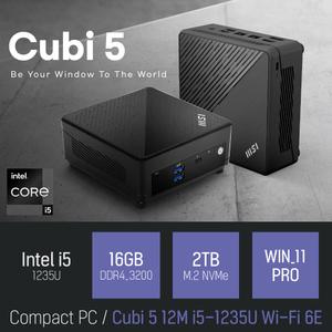 ⓒ MSI Cubi 5 12M i5-1235U Wi-Fi 6E 16GB 2TB WIN11 / 사무 산업용 작업용 초소형 미니PC